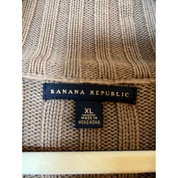 Banana Republic Sweater Women XL Brown Mock Neck Full Zip Ribbed Stretch Neutral - Picture 2 of 10